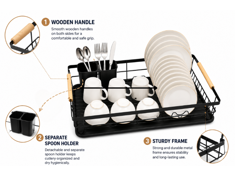 Dish Drying Rack for Kitchen Counter رف تجفيف الاطباق