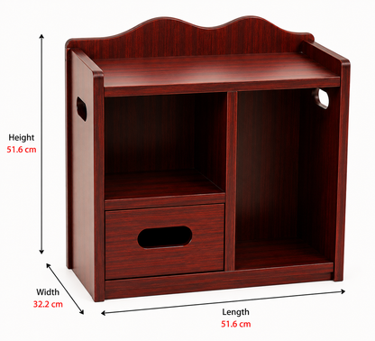 Wooden Quran Storage Rack / Tissue Box & Prayer Essentials Organizer حامل مصحف خشبي مع حامل علبة مناديل